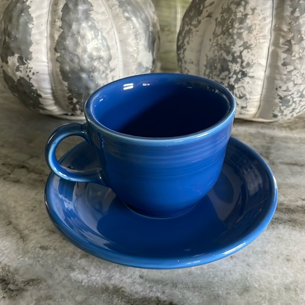 Fiestaware cup and saucer set Lapis